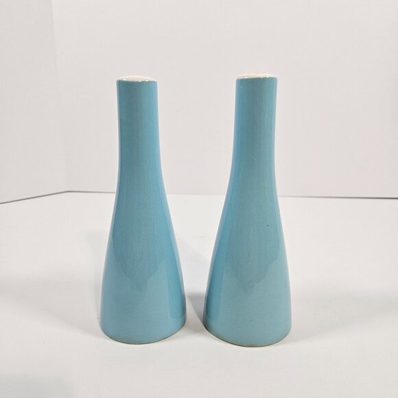 Vintage Mikasa Cera Stone Salt & Pepper Shakers Mid Century Blue Ceramic MCM - Picture 3 of 8